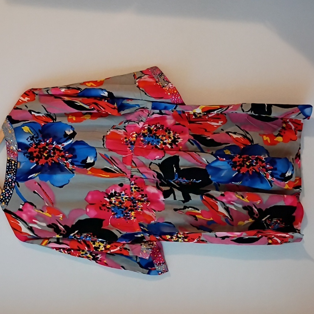 St. John Blue and Red Floral Dress - Picture 6 of 7